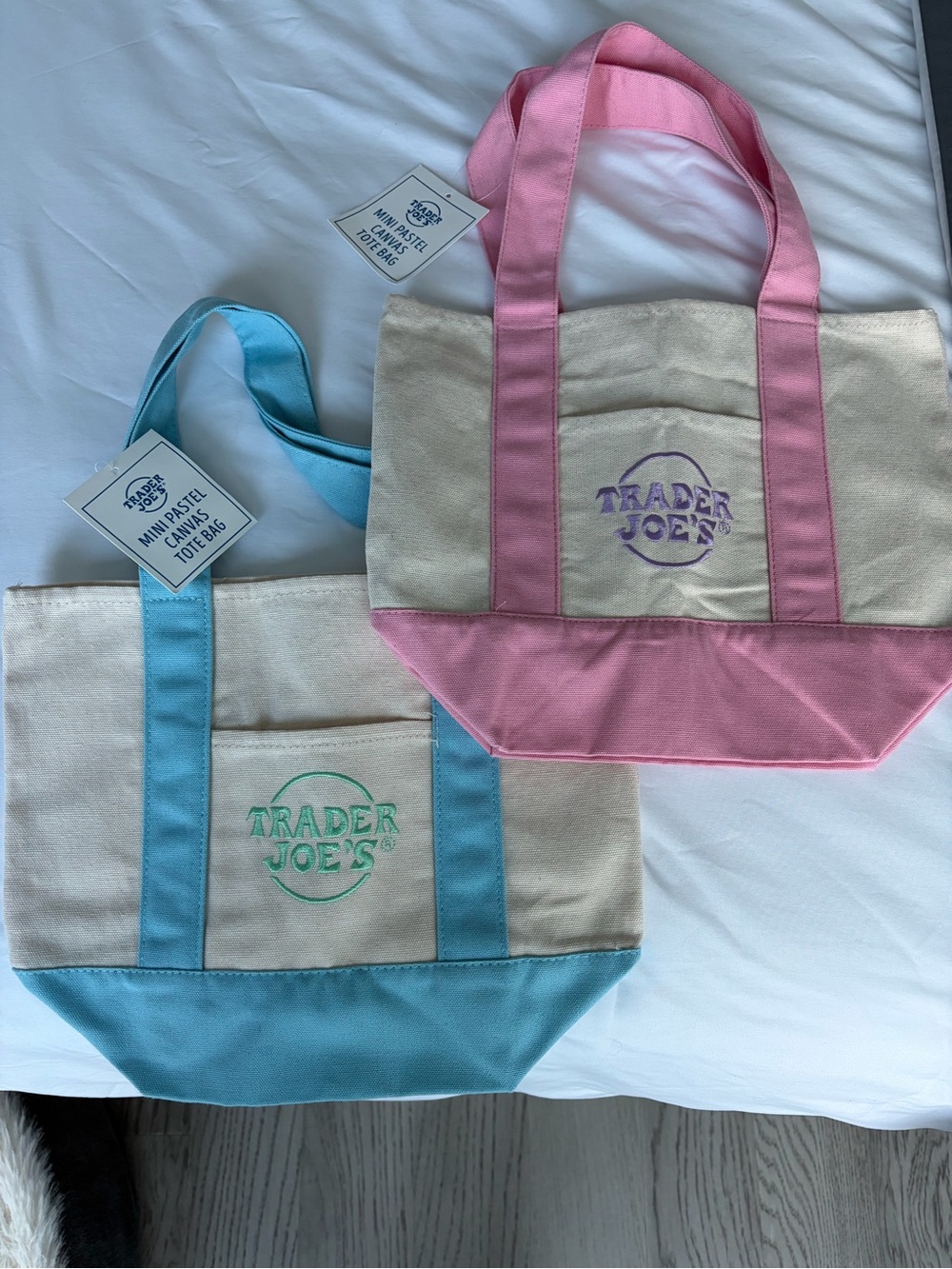 Trader Joe's Mini Pastel Canvas Tote Bag - 2PC Set